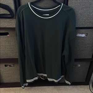 Goodfellow Dark Green Sweatshirt with White Trim